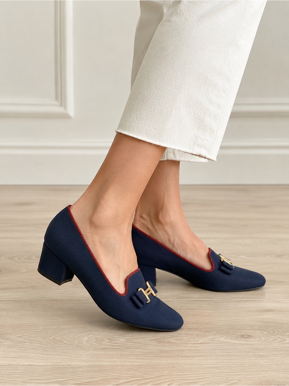 Charter Club Navy Block Heel Loafers – Women’s Size 6